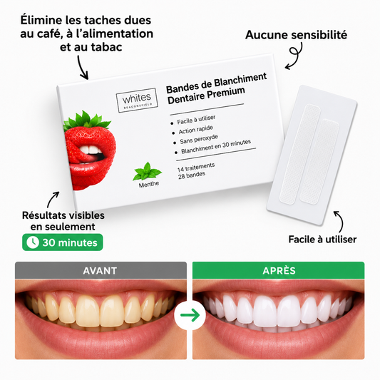 DentaGlow™ Bandes blanchissantes | Technologie de blanchiment à l’oxygène pour des résultats visibles en 30 minutes