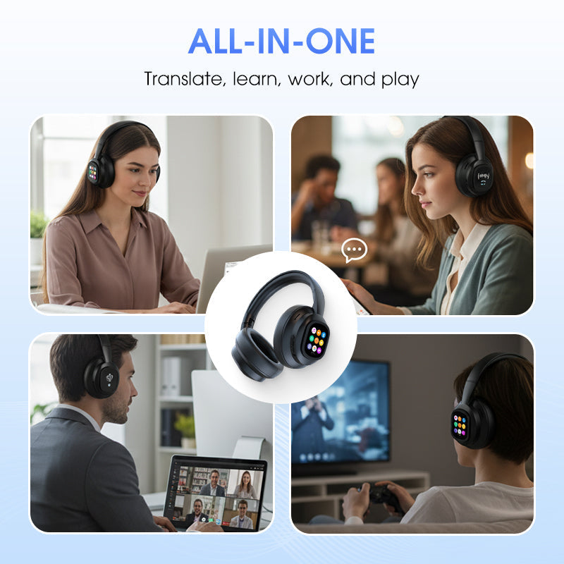 🎧50% de réduction! ✨ Casque Bluetooth IA - Écran LCD intelligent et assistant vocal avec qualité sonore premium pour la musique et les appels 📱✨